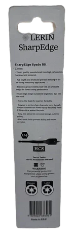 Back view of a LERIN SharpEdge blade packaging with text and branding.