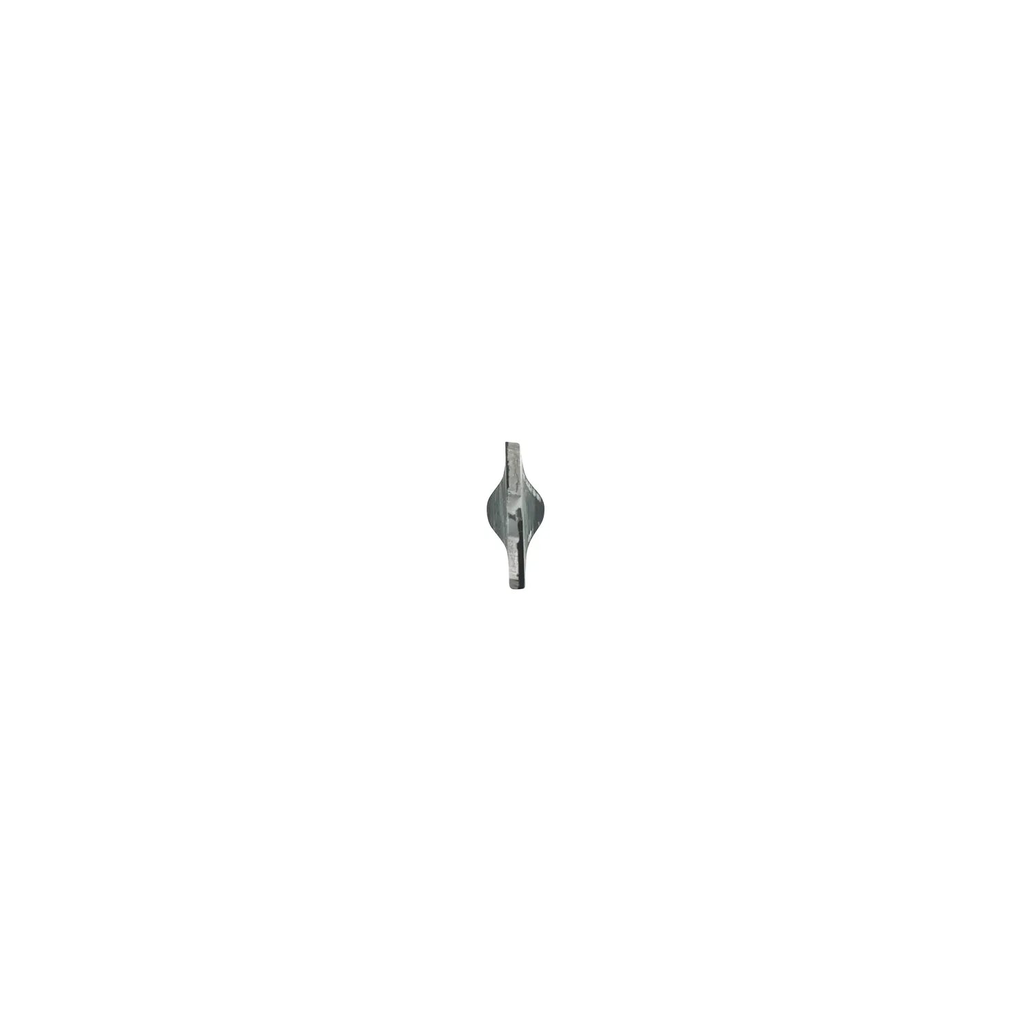 Small metallic object on a white background