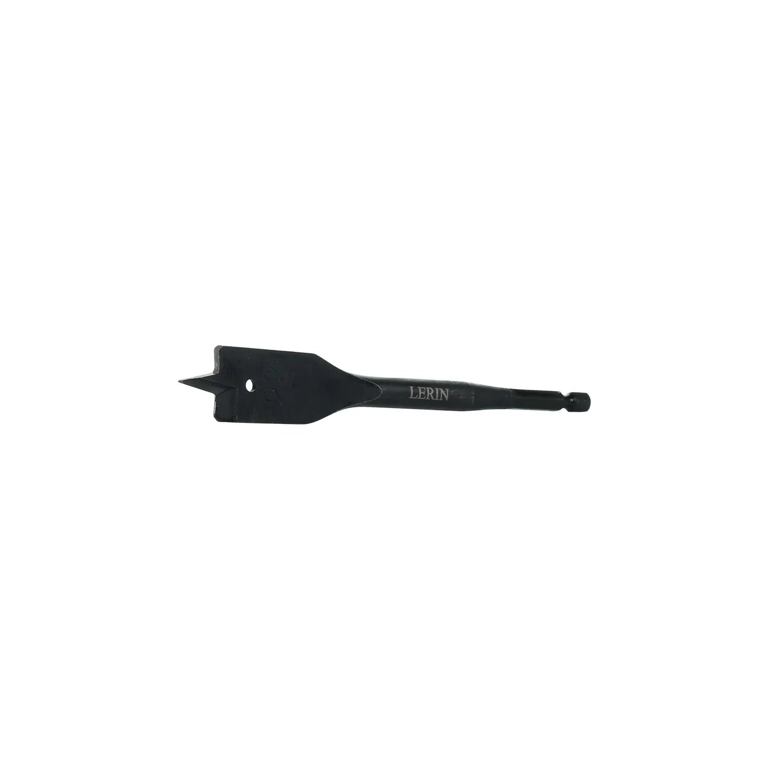 Black spade bit on a white background