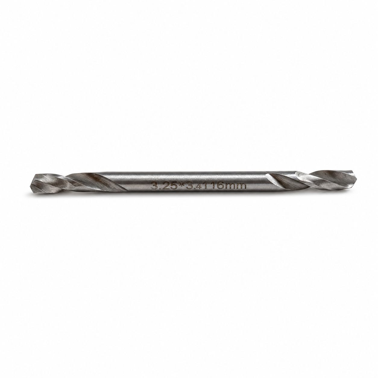 Metal drill bit on a white background
