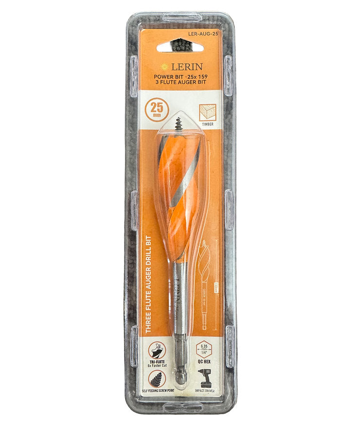 25mm 3-flute auger bit LT-AUG-25112 for fast wood drilling