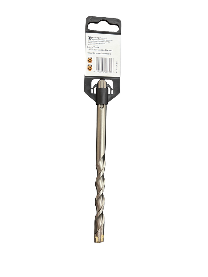 Side view of Lerin 12mm x 160mm SDS Plus masonry bit showing spiral flutes