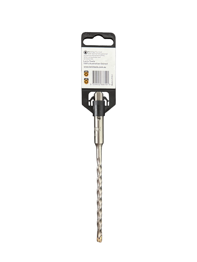 Side view of Lerin 6mm x 160mm SDS Plus masonry bit showing spiral flutes

