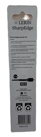 Side view of Lerin Tools 12mm SharpEdge spade bit showing cutting profile